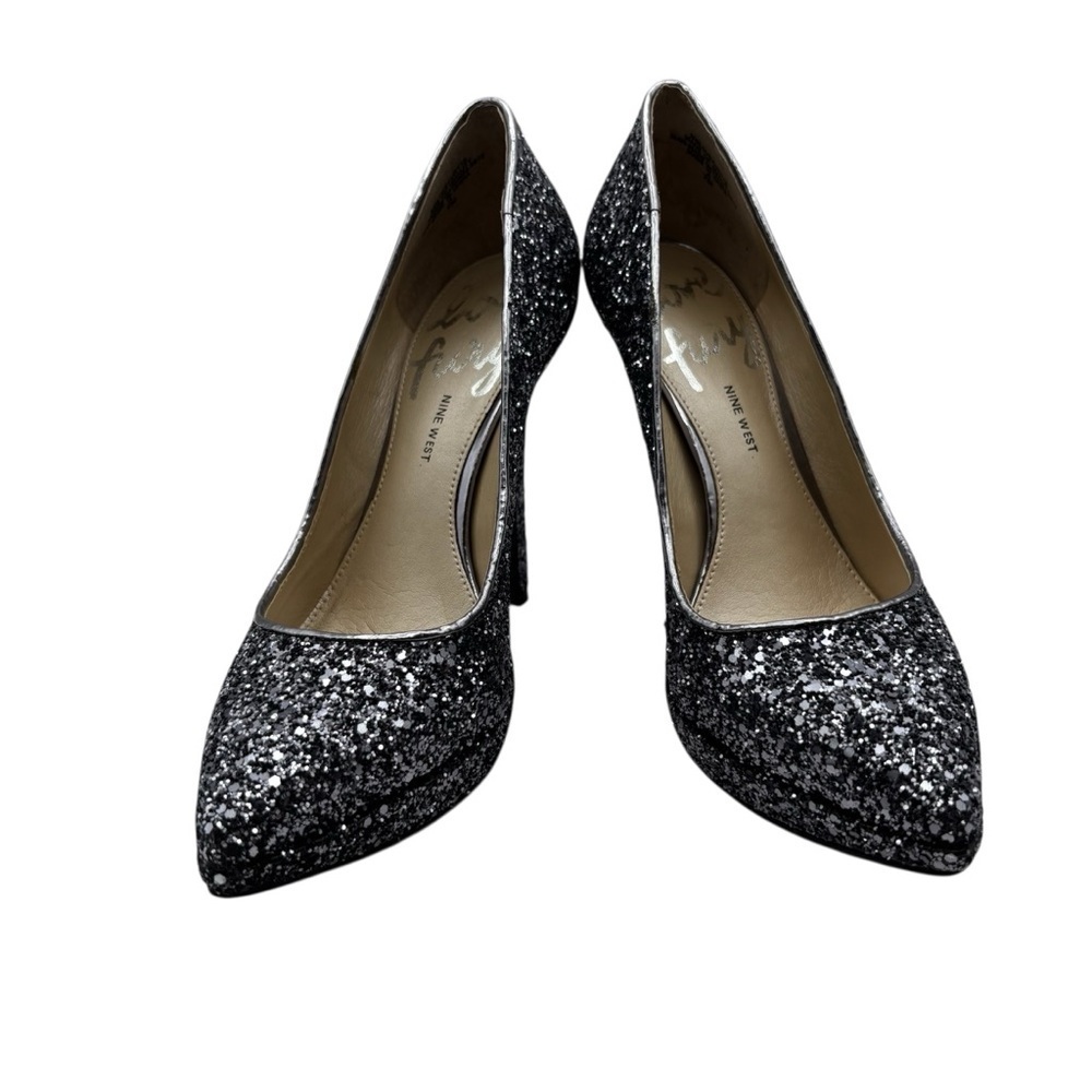 Nine West Love Fury Silver Glitter Stilettos Size 7